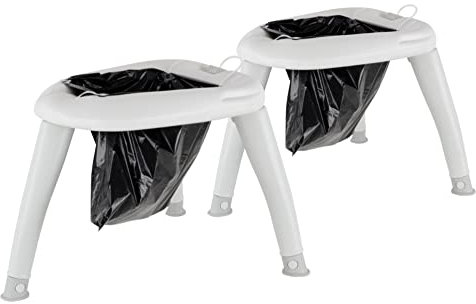 Stagecaptain Quixie-2842 Camping Toilette 2X Set - Outdoor- und Reise-WC - Für Kinder und Erwachsene - Mit Handwaschsprayer - In praktischer Transporttasche - Inklusive 20 Auffangbeutel - hellgrau
