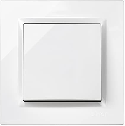 SIMON - Interruptor Conmutador Cruzamiento, Serie Simon 10, 230V, Interruptor de Pared Interior, Fácil de Instalar, Incluye Marco, Tapa y Mecanismo, Color Blanco