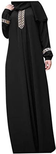 Naisidier Damen Kleid muslimisches Gebet Abaya islamische Robe Maxi afrikanischer Kaftan Türkei Islam Dubai Türkei Kleid in voller Länge mit Hijab, XL, Schwarzer Xl