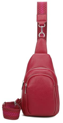 ITALYSHOP24 OBC Damen Bodybag Sling Tasche Rucksack Gürteltasche Crossbag Crossover Schultertasche Crossbody Brusttasche Umhängetasche Pink V1.1