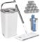 Mop and Buckets Sets, MASTERTOP Floor Mop and Bucket, Squeeze Mops with 140cm Stainless Steel Handle, Flat Mops Buckets for Laminate Tile Hardwood Wall Cleaning, Send 10pcs Wet & Dry Pads - Grey