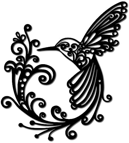 CREATCABIN Vogel Metall Wandkunst Dekor Kolibri Schwarze Wandschilder Eisen Hängende Metallornament Skulptur Für Balkon Garten Wohnzimmer Zuhause Schlafzimmer Küche Dekoration Geschenk 30x27.2cm