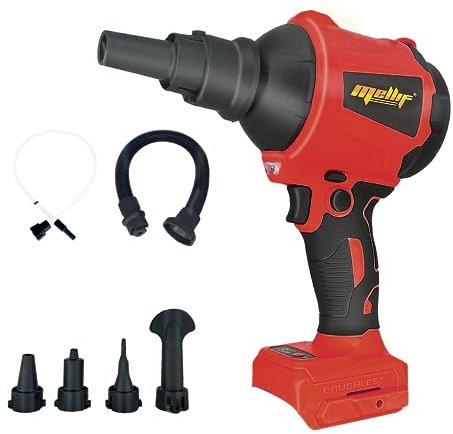 Mellif High Volume Compressed Air Duster Compatible with Milwaukee 18V Battery - 3 Speeds, 50000RPM Brushless Motor, LED Light, 7 Multi-Use Accessories - Ideal for PC Keyboard, Pool Toy (Tool Only)