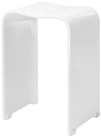 bremermann Badhocker, Duschhocker Acryl, ca. 33 x 27,5 x 48 cm (B/T/H), mit Griffmulde, ergonomisch geformt, belastbar maximal 130 kg (weiß-glänzend)