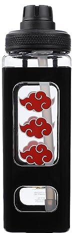 Naruto Akatsuki Clouds Bouteille d'eau carrée en plastique Noir 700 ml