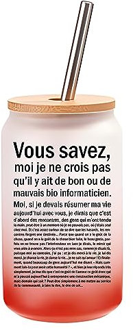 Planetee Verre Cocktail Bio-Informaticien situation homme | Idée Cadeau Verre à Eau avec Paille