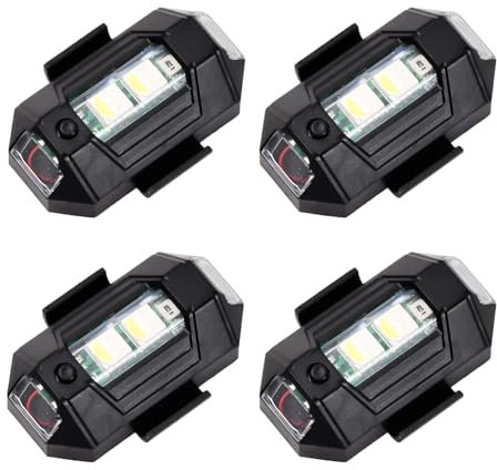 Fangehong 4 Pezzi Luci Stroboscopiche a LED per Aerei, Strobe Drone Lights Ricarica USB Drone Segnale Luce Flash, 7 Colori Luce Anti Collisione, Luce Lampeggiante Notturna di Emergenza per Droni Moto