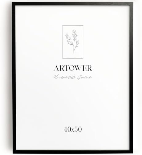 Artower® Bilderrahmen für 40 x 50 cm Schwarz Holz Dünner Rahmen | Posterrahmen Groß für Collage | Picture Frame Black Wood 40x50cm | Holzbilderrahmen Poster Rahmen Echtholz
