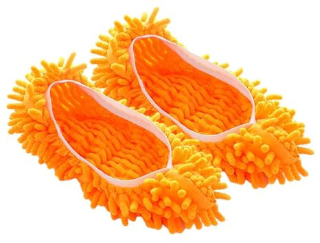 LOVIVER 2 Fundas para Zapatos de fregona, Calcetines Reutilizables de Microfibra Suaves y Lavables, Herramienta de fregona para baño, Oficina y Cocina, Naranja