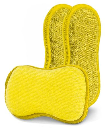 Avilia Scrubbing Pad, Panno per la Pulizia con Doppia Superficie: Microfibra Morbida e Parte Abrasiva per la Pulizia di Tutte le Superfici