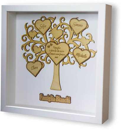 Lol t-shirt Cornice Quadro Albero della vita Famiglia in Legno Personalizzato con Nomi e Dedica