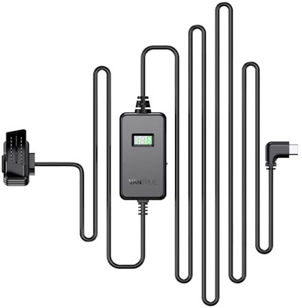 VANTRUE USB-C OBD Hardwire avec écran, 3 Niveaux de Protection Basse Tension 11,6/23,6V, 12/24V, 12,4/24,4V à 5V, 24 Heures de Surveillance au Parking pour Dashcam N5/N4P/N4/N2S/S1 PRO/N2P/E1/E2/E3