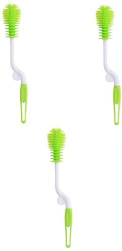 GLEAVI Cepillo De Limpieza Giratorio De Silicona para Biberones 3 Unidades Color Verde para El Hogar Accesorios para Biberones.