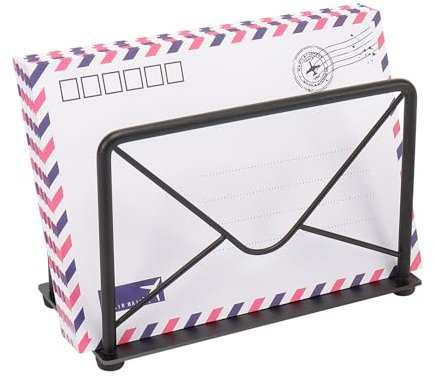 Jeasor Moderner Briefhalter für Zuhause, Büro, Brief-Organizer aus Metall für den Schreibtisch, ausgeschnittenes Briefumschlag-Design, Rechnungsfüllpapier, Dokumentenregal, Umschlagaufbewahrungsregal