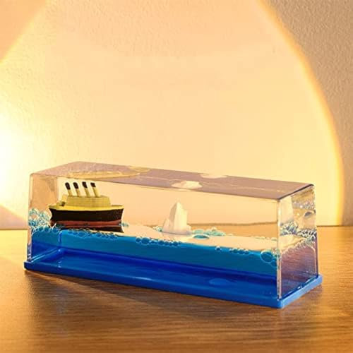 FLADO Acryl-Schiffsflüssigkeits-Driftflasche, unsinkbare Titanic, 3D-Kreuzfahrtschiff-Modell-Tischdekoration, neuartige Flüssigkeits-Driftflasche, schwimmendes Schiff