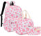 Mimfutu Mochila escolar para adolescentes, mochila 3 en 1 para niños, juego de mochilas escolares con lonchera y estuche para lápices, Estampado de vaca rosa, L, Juego de mochila escolar