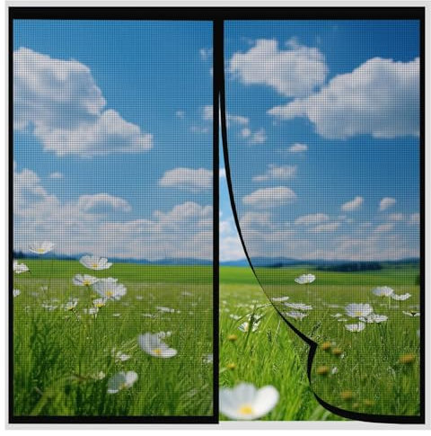 Zanzariera Per Finestra 120x140cm, Mesh Magnetico, Traspirante Aria Fresca per Porte Premium Portafinestra, Nero