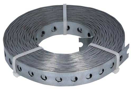 HELPMATE – Lochband 10 m Länge – Stahl sendzimirverzinkt – Breite 17 mm – Materialstärke 0,8 mm – hochwertig verzinkt – Robust für Bau, Werkstatt, DIY-Projekte