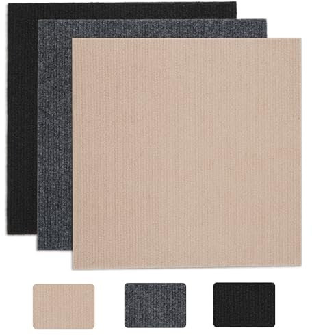 12 Stück Teppichfliesen 30x30cm Teppichfliesen Selbstklebend Rutschfeste Boden Teppich Fliesen Anti-Rutsch-Bodenbelag mit Klebbare Selbstklebend Teppichboden für Büro Haus Wohnzimmer