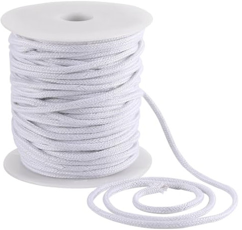 GORGECRAFT Corde en Coton Blanc de 4mm*33m Cordon de Serrage Doux Cordes de Rechange pour Macramé Bordure Passepoilée Fil Rond Passepoil Polyvalent Projets D'Artisanat