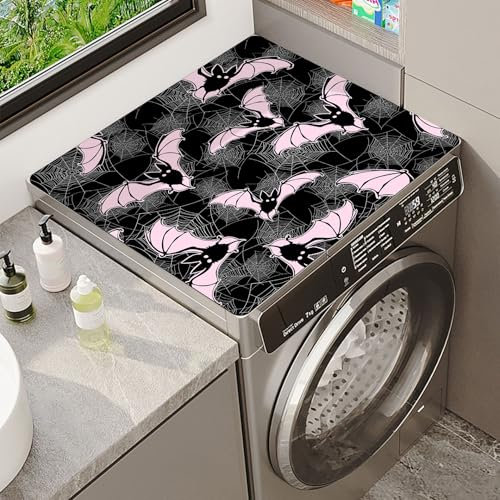 Waschmaschinenauflage rutschfest Bunte Kürbis Fledermaus Spaß Design Tabletop Waschmaschinenabdeckung Saugfähig Schnelltrocknend Waschmaschinen Auflage Küche Bad Matten (Farbe 3,60x60cm)
