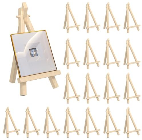 Rseuphiee 20 Stück Mini Staffelei Holz, 9 x 15 cm Staffelei Klein, Display Staffeleien, Tischhalter, Kleine Holz Dreieck Staffelei, Klappbar Kinder Staffelei, für Tischdeko, Malhandwerk, Fotoalbum