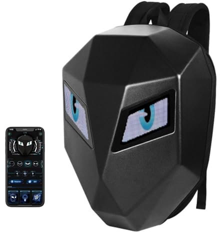 Jectse Sac à Dos LED, écran Programmable, Sac de Casque étanche à Coque Rigide avec Bretelles Réglables, alimenté par USB, pour Voyage, Moto