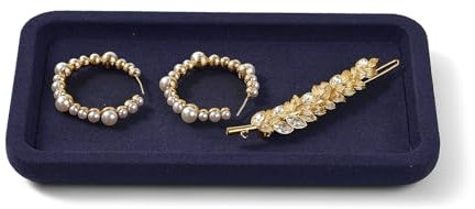 Oirlv Velvet Jewellery Tray Blue Jewellery Storage Tray for Necklace Ring Earring Storage and Display