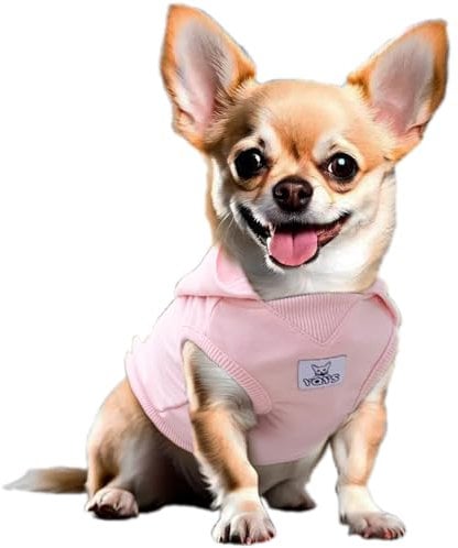 YQYS Dog Hoodies Sleeveless Cotton Sweatshirts for Small Dogs and Kitten Chihuahua Clothing Teacup Dog Puppy Clothes Cold Weather Coat Ropa para Perro Pink XXSmall