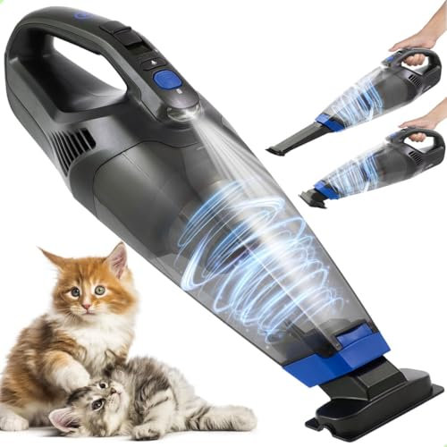 AG 315 Aspirapolvere Portatile Nero/Blu – Senza Fili – Potenza di Aspirazione 100W – Illuminazione LED – Per Casa & Auto – Con Accessori e Filtro HEPA – Compatto e Adatto per Peli di Animali
