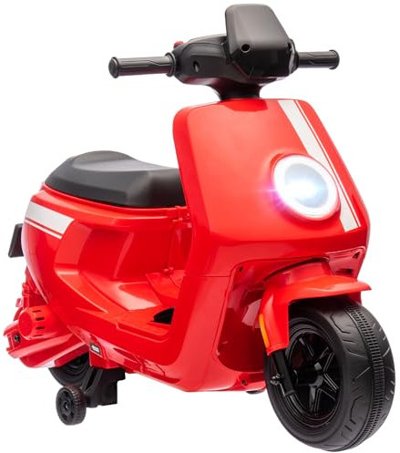 AIYAPLAY Kinder Elektro-Motorrad, 6V Kindermotorrad mit Scheinwerfer, Musik, Vor- und Rückwärtsgang, Trainingsräder, 1,5-3 km/h, Elektromotorrad für 1,5-3 Jahre Kinder, Rot