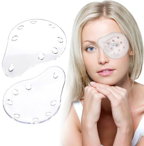 EYVRPAU 2 PCS Masque Oculaire Transparent Cache Oeil Coque de Protection Oculaire Verstellable et Respirant en Plastique de Livré avec du ruban adhésif et réutilisable,cache oeil adulte cache yeux