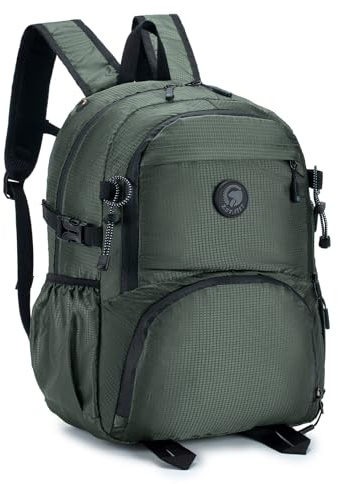 SPAHER 25L Faltbare Reisetasche Handgepäck 40x30x20 Wizzair Vueling Ultraleicht Flugzeug Reiserucksack Wasserdicht Backpack Kleiner Daypack Wanderrucksack für Damen Herren Outdoor Camping