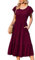 Zeagoo Women Dress Summer Maxi Dress Casual Short Sleeve Crewneck Long Dress Swing Flowy Ruffled Sleeve Dresses with Pockets Vacation Dress Burgundy M