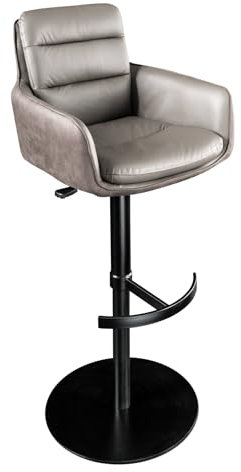 Riess Ambiente Drehbarer Design Barhocker - Big George - Taupe - aus Echtleder & Microfaser - höhenverstellbar mit Armlehnen