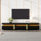 BTM Meuble TV Imitation Marbre Moderne, Noir et Or Avec Lignes Dorées, 3 Tiroirs, 200x40x42cm, Pour Télévisions Jusqu'à 90 Pouces, Charge de 30kg