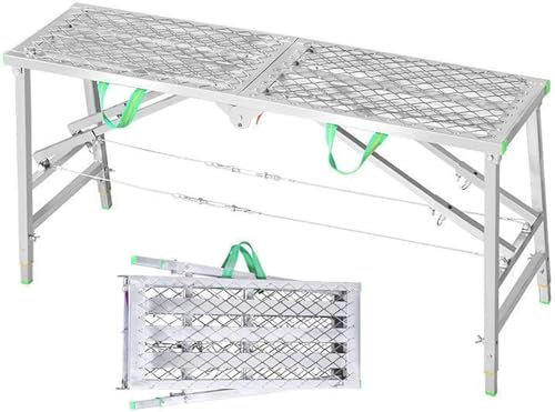 JvFbjLF Portable Folding Work Platform Scaffolding Tower Stool Multi Purpose Scaffolding Equipment Workbench(200cm)