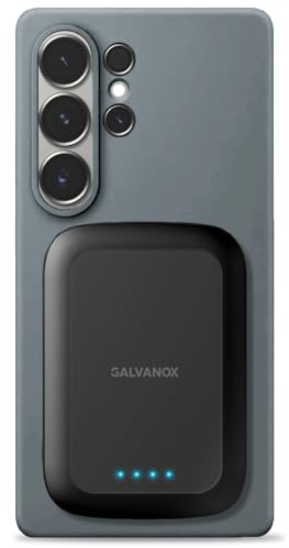 Galvanox Magnetic Power Bank for Samsung Phones (15W) Wireless Charging Battery Pack for Android, Galaxy S24 S25 Plus, S26 Ultra (Compatible with MagSafe Case Required) 5000mAh Portable Charger, Black
