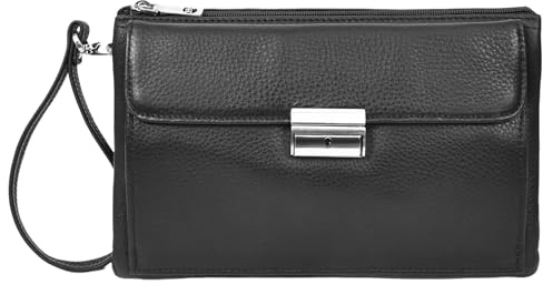 Mens Real Leather Clutch Organiser Large Size Multi Compartment Wrist Bag Jerez Black