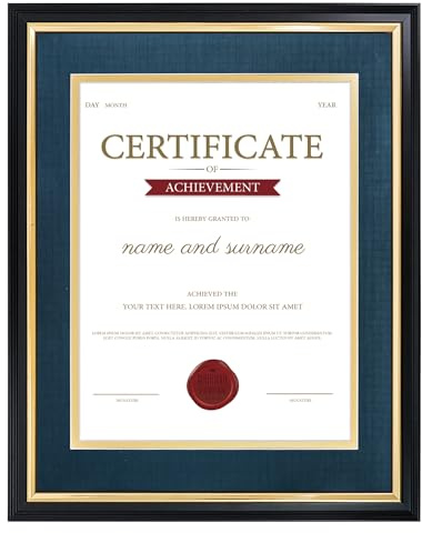 GraduationMall A4/28x35 Holz Bilderrahmen Urkunden Rahmen mit Passepartout Diplom Zertifikat Frame Fotorahmen Echtes Glas Wand- & Tischrahmen