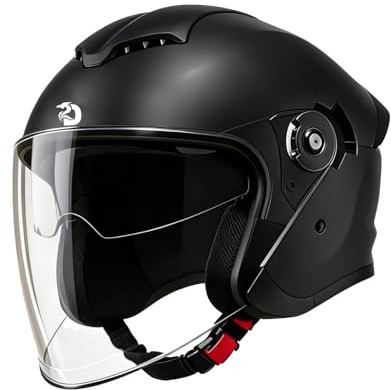 DAWNRISE Casco Moto Jet ECE Homologado Casco Moto Abierto Custom Scooter para Mujer Hombre Adultos con Doble Visera