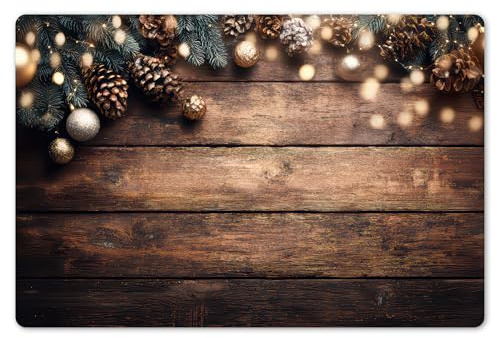 KitchenYeah© Platzsets Abwaschbar 6-Teilig Tischsets Platzdeckchen Platzset | 45x30 cm - Unterlage Tischset Esstisch Edle Tischunterlage Placemat Weihnachtsdeko Weihnachtsdekoration - Holz - Braun