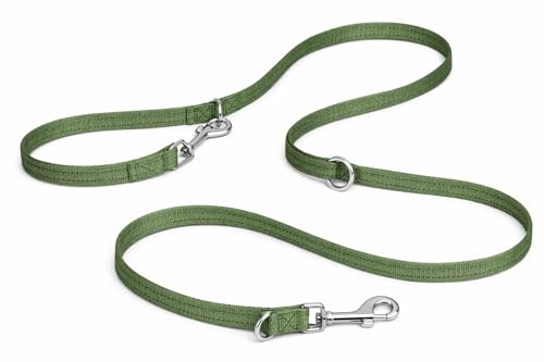 hundeleine - ziggi kaki trainingsleine - 200 cm x 15 mm - Nylon hundeleine - 3-Fach verstellbar
