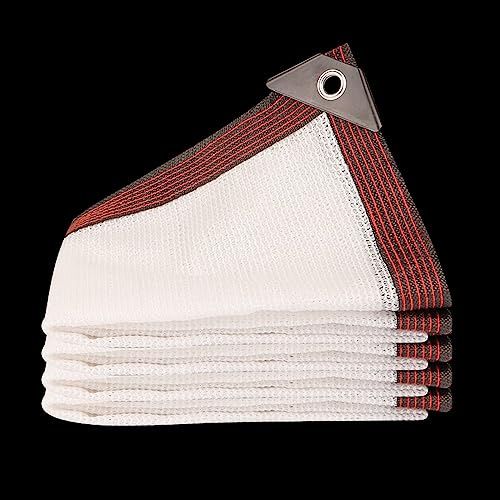 White Shade Cloth 6x15m 55% UV Block Breathable Mesh Tarpaulin with Grommets 4-Pin Shade Netting for Greenhouse Solar Protection Fabric Outdoor Garden Use