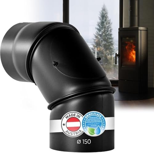 BERTRAMS Ofenrohr 150mm Ø Bogen mit Tür SchwarzIStahlrohr mit 0-90° Winkel