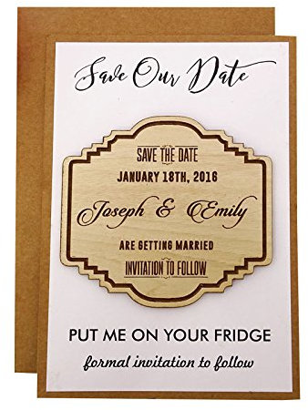 Darling Souvenir 20 Rustikal Hochzeit Save The Date Karten mit Umschlägen Gastgeschenken Personalisierte Hochzeit Magnete Holz 20 Piece braun