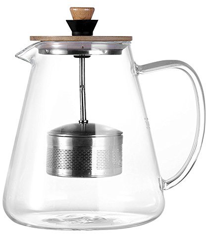 TAMUME 1,5 Liter Glas Teekanne mit Abnehmbaren Hochheben Teekannensieb, Ideal für das Tee-Brauen