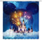 Dream coloré Fireworks Château Rideau de Décor Rideau de salle de bain lavable en machine Tissu résistant à la moisissure de salle de bain Décor avec ensemble de crochets 177,8 x 177,8 cm Cw 5006