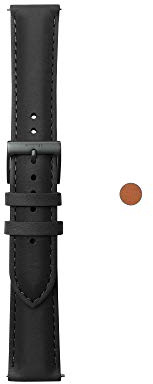 Withings Leather Wristband for ScanWatch, Steel HR, Steel HR Sport, Move ECG, Move and Steel [Amazon Exclusive], Black - Black Buckle - Curved, 20mm
