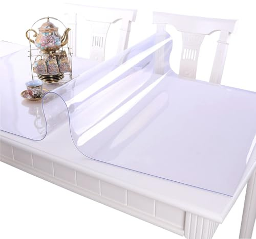 VITA FELICE PVC Table Protector Clear Plastic Waterproof Table Cover for Dining Table, Heavy Duty Wipe Clean Transparent Mat,Tablecloth for Worktop Kitchen Restaurant Party Events (90x200 cm)
